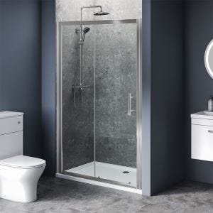 1000mm x 800mm Reduced Height Single Sliding Door Shower Enclosure and Shower Tray