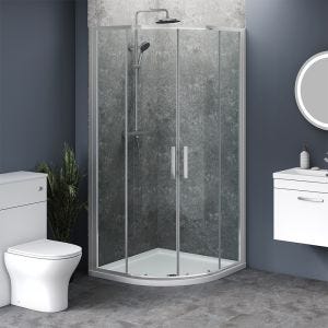 900mm x 900mm Reduced Height Double Door Quadrant Shower Enclosure and Shower Tray