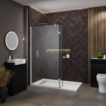 Azzio 10 Wetroom Return Panel 300mm x 2000mm - Chrome