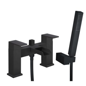 Waterfall Bath Shower Mixer & Kit - Matt Black