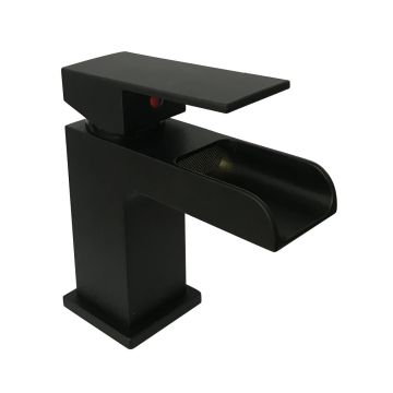 Waterfall Mono Basin Mixer with Push Button Waste - Matt Black