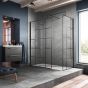 Hudson Reed Abstract Frame Wetroom Screen With Ceiling Posts 1200mm - Matt Black
