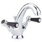 Hudson Reed Topaz Dome Black Lever Mono Basin Mixer with Pop-up Waste - Chrome