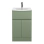 Hudson Reed Urban 500mm Freestanding 2 Door & 1 Drawer Vanity Unit with Curved Basin - Satin Green