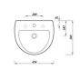 Ceramic 1TH Wall Hung Cloakroom Basin 450mm - White