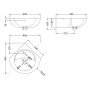 Nuie 450mm 1 Tap Hole Wall Hung Corner Basin