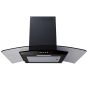Prima 70cm Wall Mounted Curved Glass Chimney Cooker Hood PRCGH011 - Black