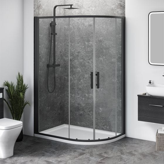 Aqua i 6 Black Offset Quadrant Shower Enclosure (Double Sliding Door) 1200mm x 900mm x 1850mm High