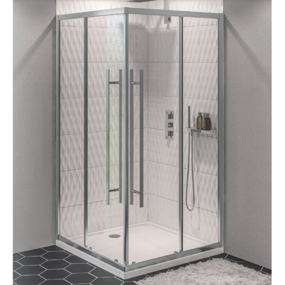 Eastbrook Vantage 2000 Offset Corner Entry Shower Enclosure 1000mm x 760mm - Silver