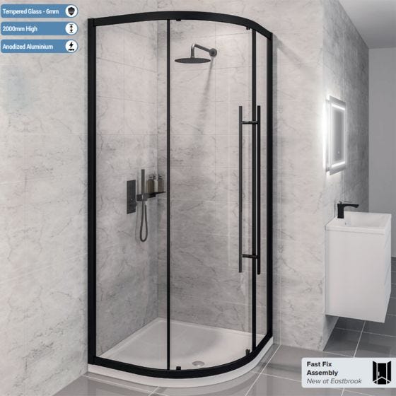 Eastbrook Vantage 2000Quadrant Shower Enclosure 900mm - Matt Black