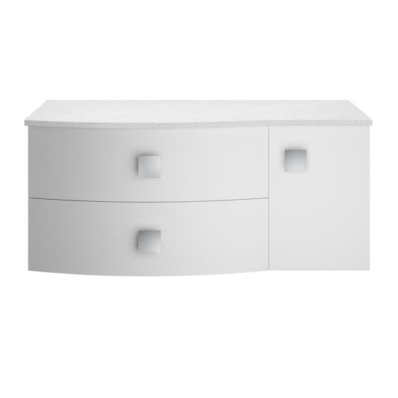 Hudson Reed Sarenna Wall Hung 1000mm Cabinet & White Marble Top Left Hand - Moon White