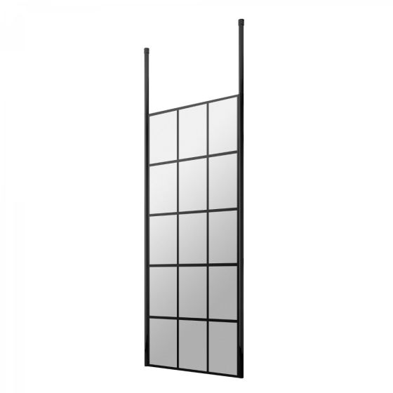 Hudson Reed Walk-In 8mm Wetroom Screen with Double Ceiling Posts 760mm - Black Frame 