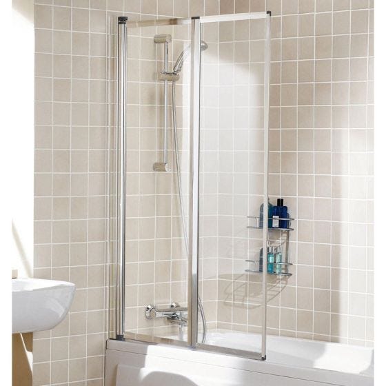 Lakes Classic White Framed Double Panel Bath Screen 950mm x 1400mm