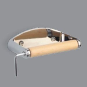 Bathex Locking Chrome Plated Toilet Roll Holder with Wooden Roller