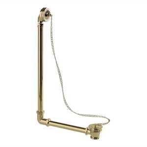 Burlington Exposed Bath Waste with Overflow Plug & Chain - Gold / White