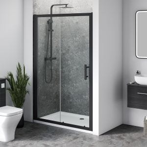 Aqua i 6 Black Single Sliding Shower Door 1000mm x 1900mm High