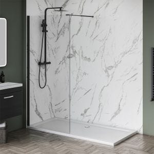1200mm x 760mm Black Wetroom Shower Screens Shower Enclosure and Shower Tray