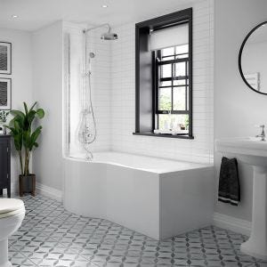 BC Designs SolidBlue P Shaped Shower Bath 1700mm x 850mm - Left Hand