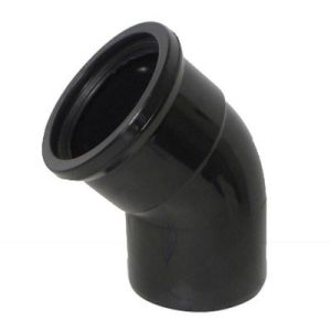 Black 110mm Pushfit Soil 45 Degree Single Socket Bend