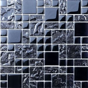 Black Reflective Mix Glass Modular Mosaic 300mm x 300mm