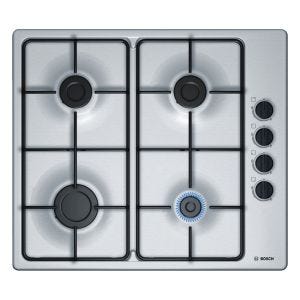Bosch Series 2 PBP6B5B80 60cm Gas Hob with Rotary Knobs - Brushed Steel