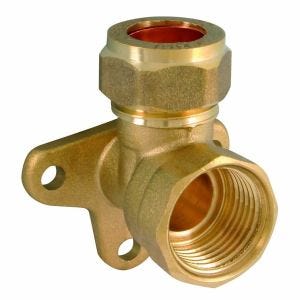 Brass Compression Wall Plate Elbow 15mm x 1/2