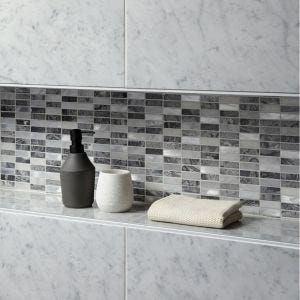 Creswell Grey Stone & Metal Mix Linear Mosaic 300mm x 305mm