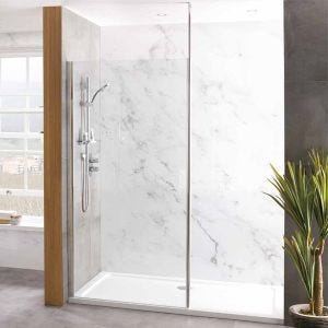 Eastbrook Valliant Walk-In Wetroom Shower Screen Front Panel with Round Pole & Hand Hold 800mm