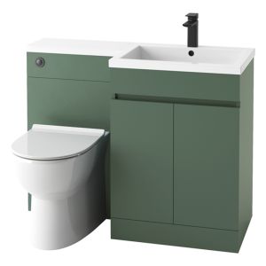 Ella Rowe Noveau Combi 1100mm Handleless Vanity & Toilet Unit RH - Matt Sage Green