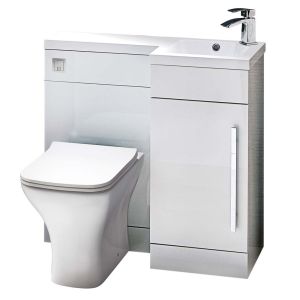 Ella Rowe Onirique Combi L Shape 900mm Vanity & Toilet Unit Right Hand - Gloss White