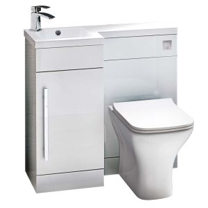Ella Rowe Onirique Combi L Shape 900mm Vanity & Toilet Unit Left Hand - Gloss White
