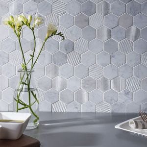 Fog Stone Hexagon Marble Mosaic 300mm x 300mm