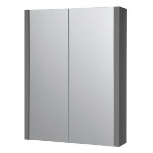 Kartell Purity 500mm 2 Door Mirrored Cabinet - Storm Grey Gloss