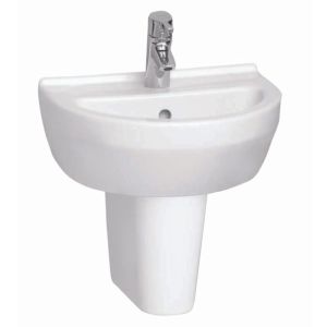 Kartell Style 450mm 1 Tap Hole Cloakroom Basin & Semi Pedestal - White