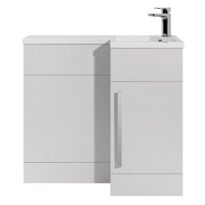 Mumbai 900mm L Shaped Combination Unit with Basin & Chrome Handles Right Hand - White