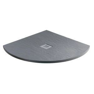 MX Minerals Slate Effect Quadrant Shower Tray 900mm x 900mm - Ash Grey