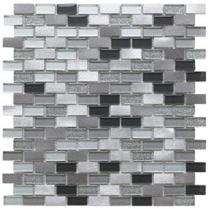 Platinum Lancer 139 Glass/Metal Mix Mini Brick Mosaic 300mm x 300mm