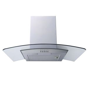 Prima 90cm Wall Mounted Curved Glass Chimney Cooker Hood PRCGH012 - Stainless Steel