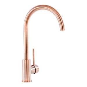 Prima+ Swan Neck 1 Tap Hole Single Lever Sink Mixer - Brushed Copper