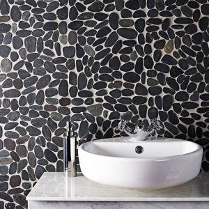 Riverstone Black Pebble Mosaic - Large 300mm x 300mm