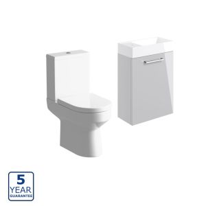 Serene Oxford 410mm Wall Hung Basin Unit Anthracite & Faro CC Toilet Pack