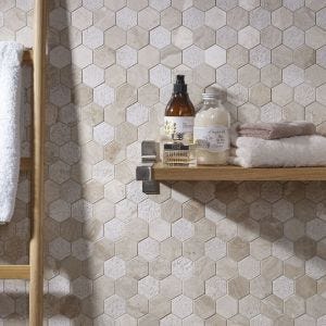 Vanilla Cream Mix Finish Marble Hexagon Mosaic 260mm x 295mm