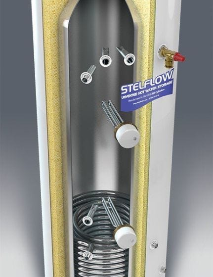 RM Stelflow 150 Litre Solar Direct Unvented Stainless Steel Cylinder
